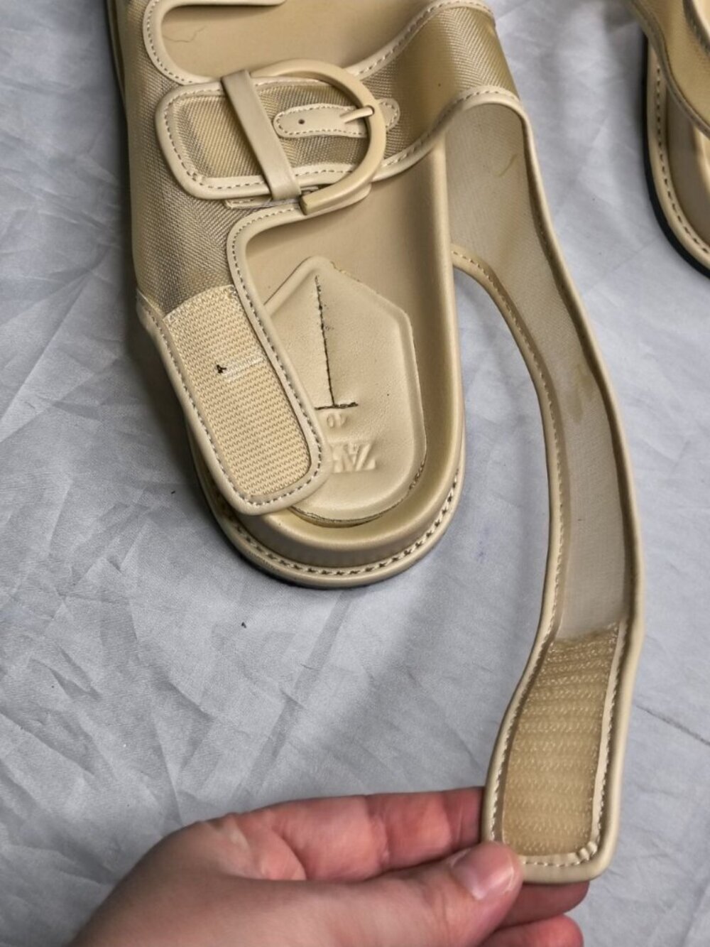 Zara Buckled Flat Mesh Sandals Sling Back Strap Women's Size 40 9.5 - Picture 7 of 12